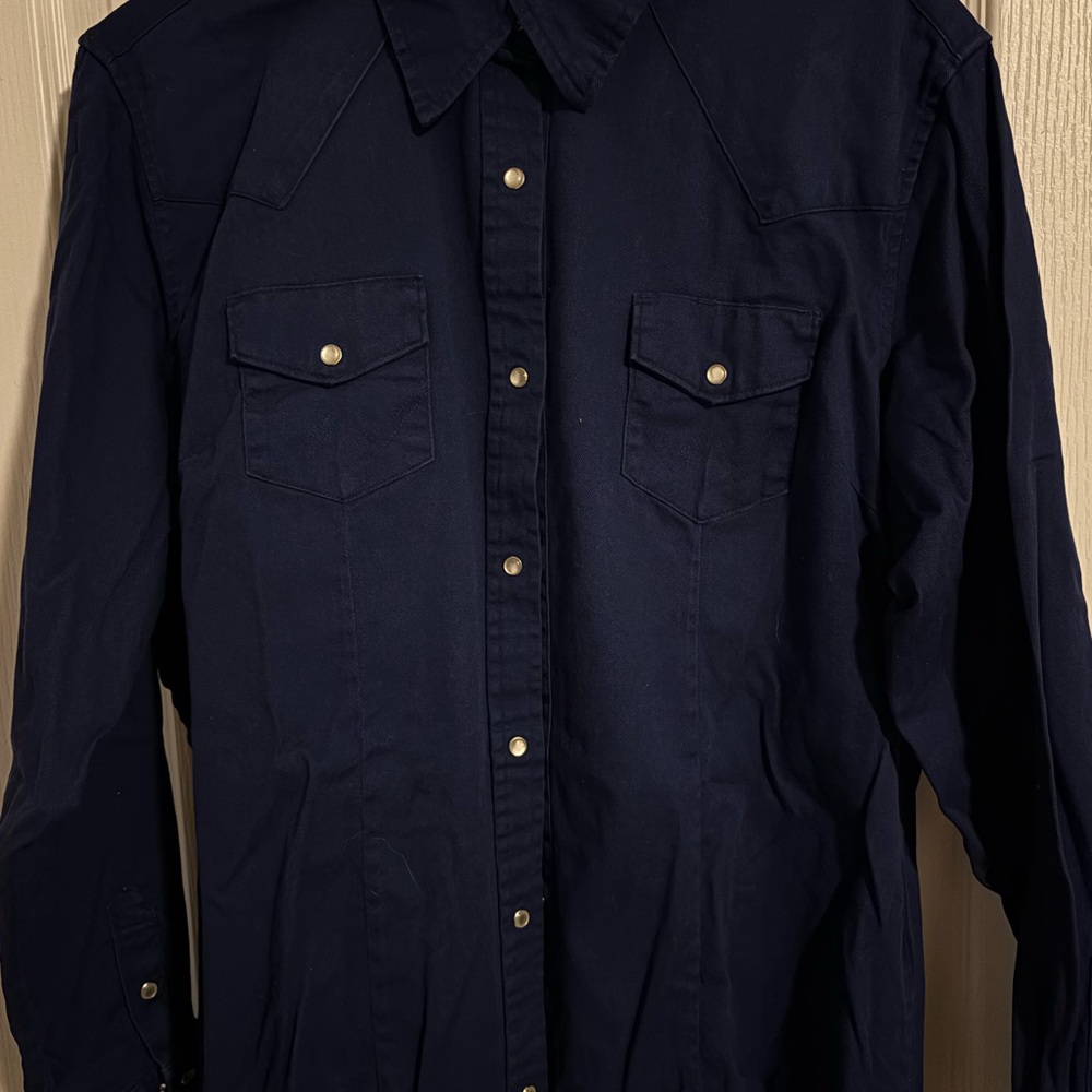 Women’s Navy Blue Wrangler Wrancher Pearl Snap Shirt